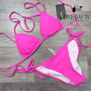 Suvimuga Adjustable Triangle Padded Ruched Bikini Swimsuit Size S